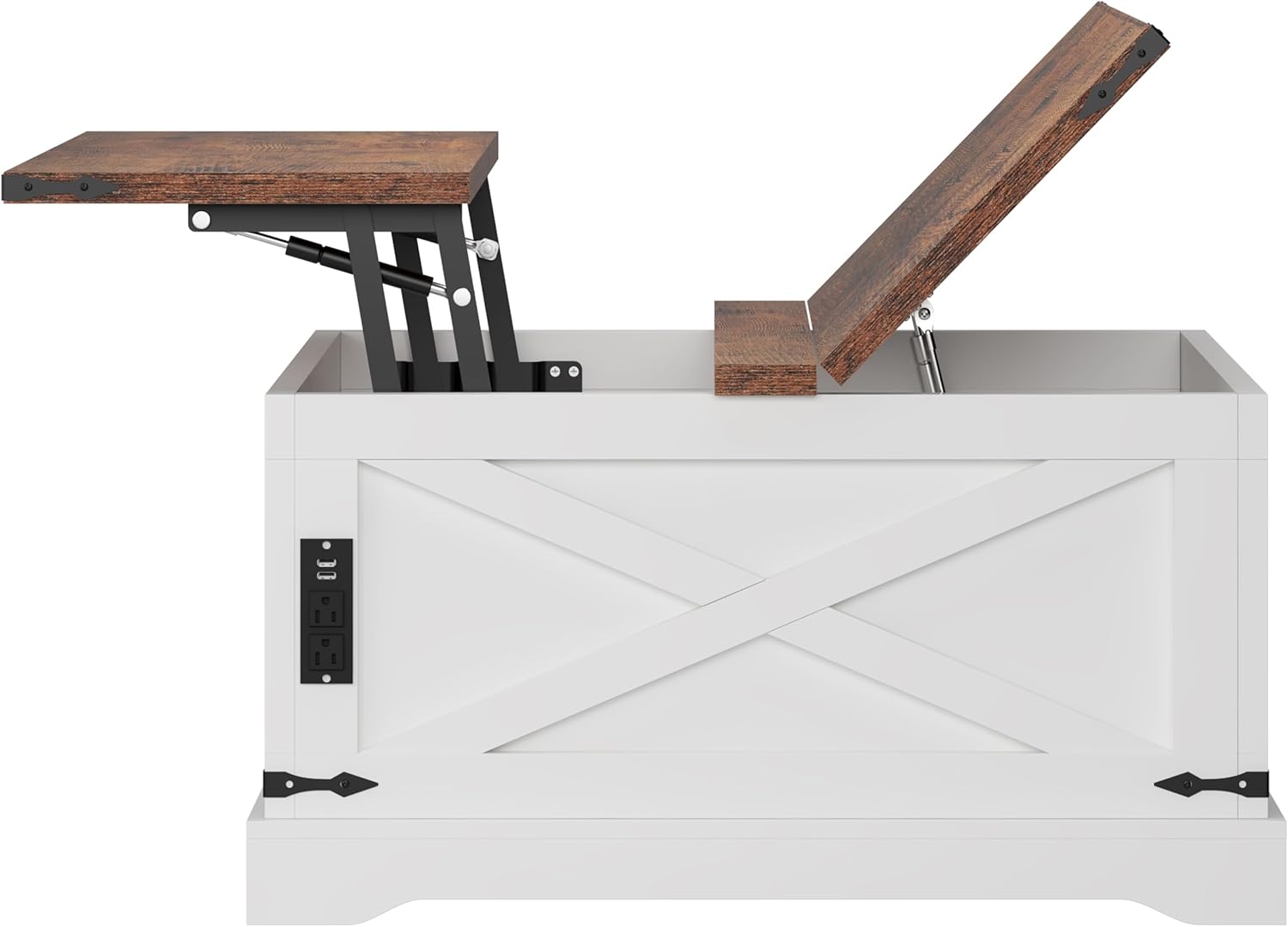 sogesfurniture 31" Lift Top Coffee Table with Storage, Square Central Table for Living Room, Wood Coffee Table with Large Hidden Storage, Rustic White