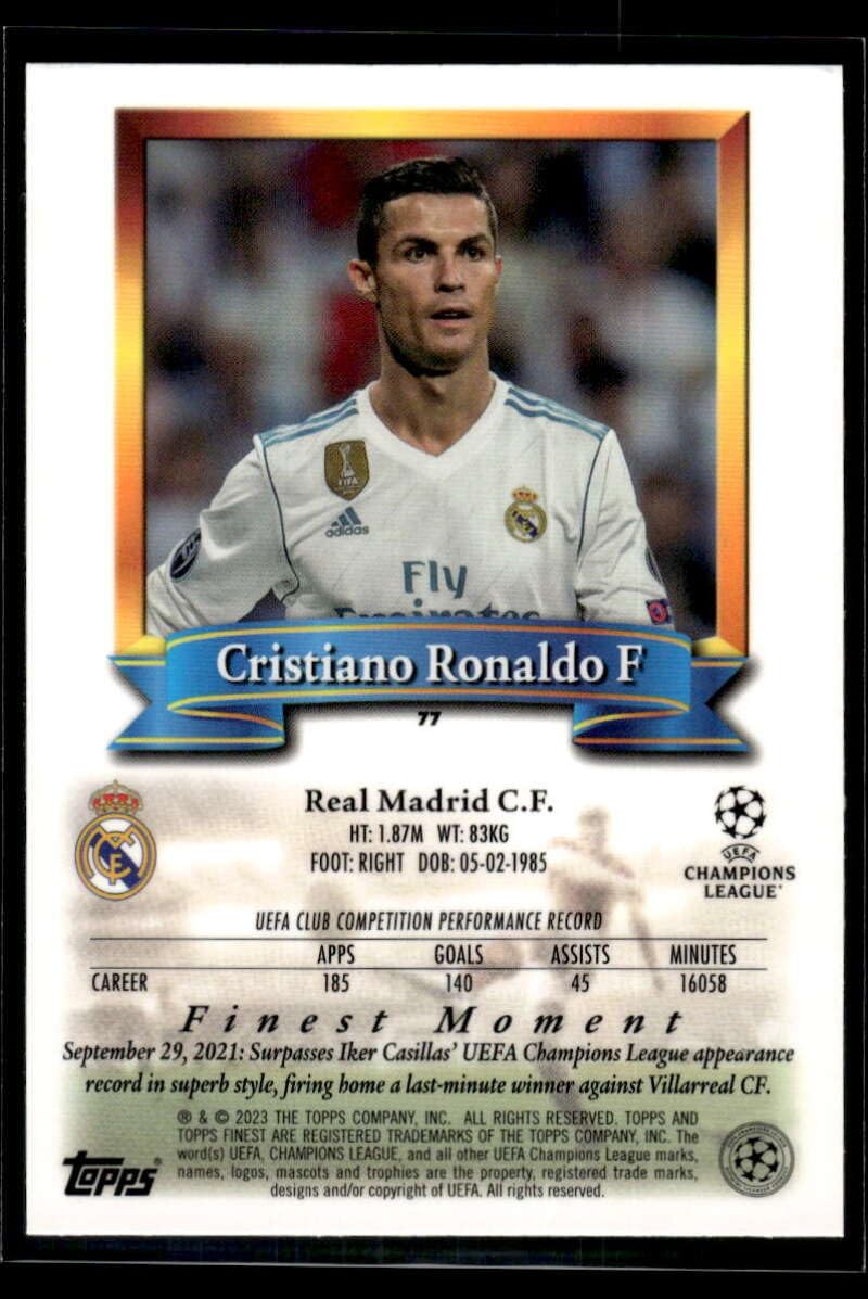 激レア！Topps Finest RONALDO インサート 世界150枚限定 Amazon.com: Soccer 2022-23 Topps UEFA Finest Flashbacks #77