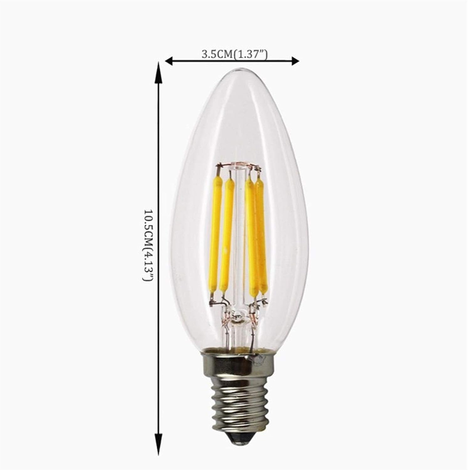 12V E14 Filament Bulb Low Voltage C35 Candle Bulb 4W Warm White Light 2700k for RV Camper Marine,Solar Power Light and Off Grid 4-Pack