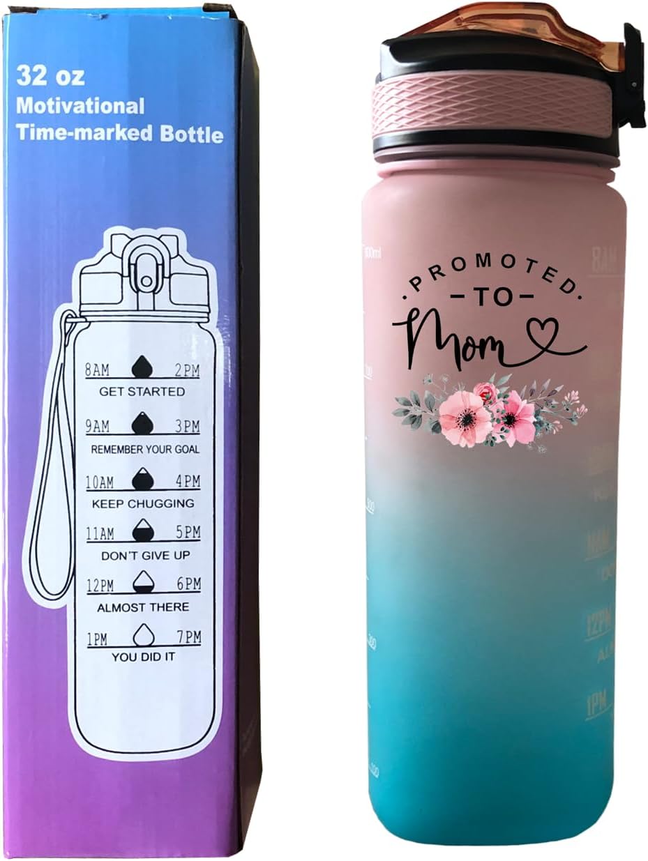 Promoted To Mom 32 OZ Drinking Water Bottle with Times to Drink and Straw, Motivational with Carrying Strap, Leakproof BPA & Toxic Free, Ensure You Drink Enough Water for Fitness Outdoor - Image 8