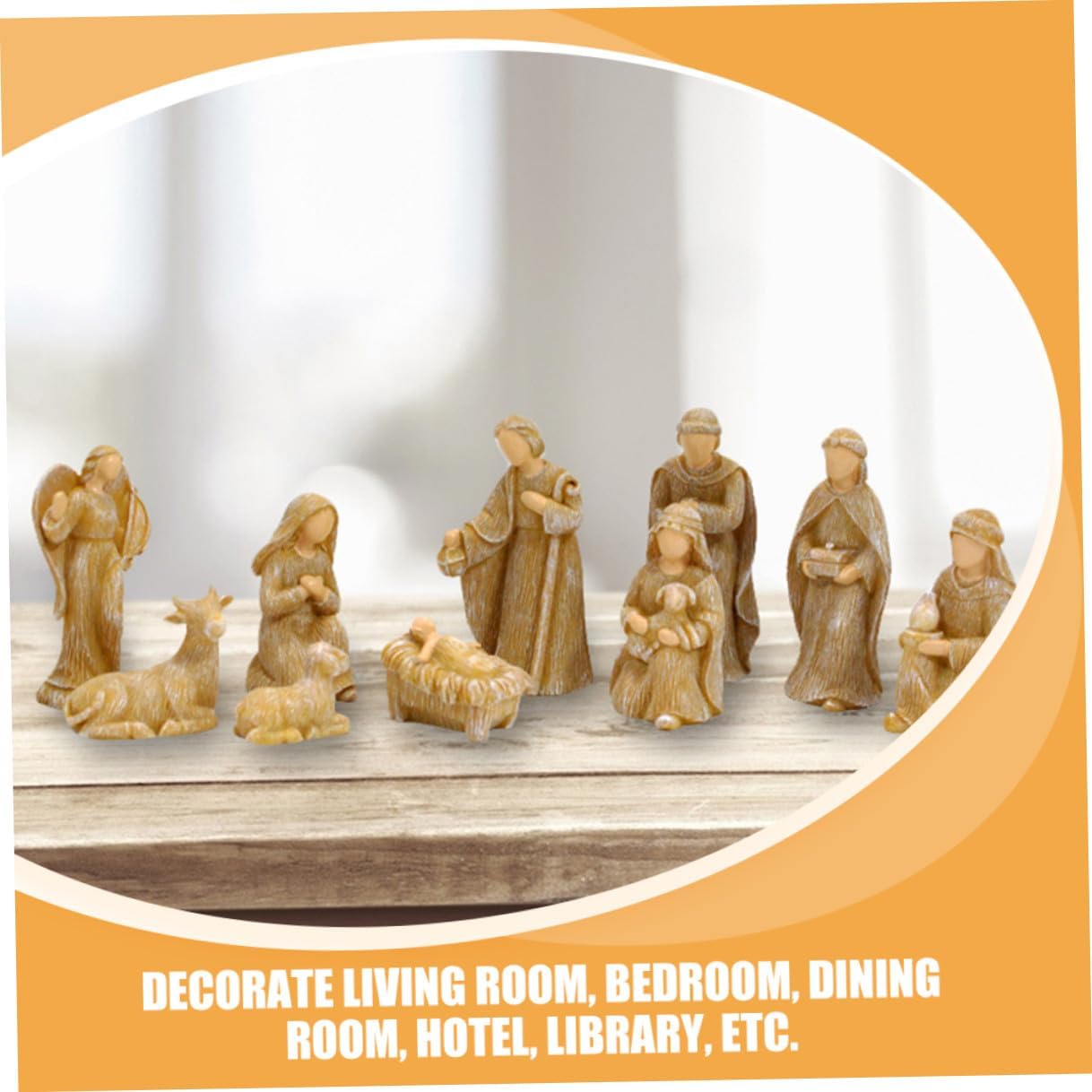 OSALADI 10pcs Resin Nativity Scene Figurines Birth of Jesus Statues Small Tabletop Christmas Ornament Set for Home Holiday Decoration