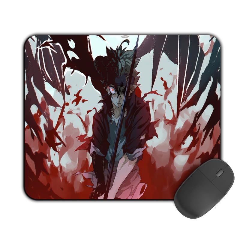 Image of Printed Design Mouse Pad Black Asta (200MM X 240 X 3MM) Enhance Gaming and Work Performance Comfortable and Precise Non-Slip Water Proof Black Clover Mouse Pad.