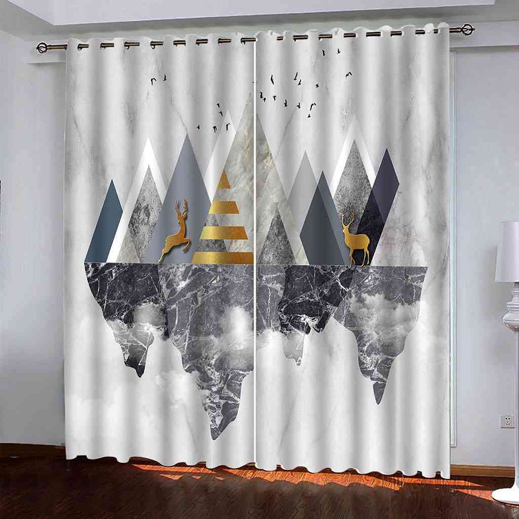 Rideaux occultants motif wapiti d'or pour sublimer la décoration de votre cuisine