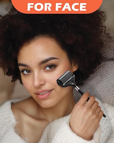 Miniatura 7 de Rodillo Derma de titanio para barba y pelo facial, rodillo de microagujas para barba para hombres con estuche de almacenamiento, rodillo Derma del