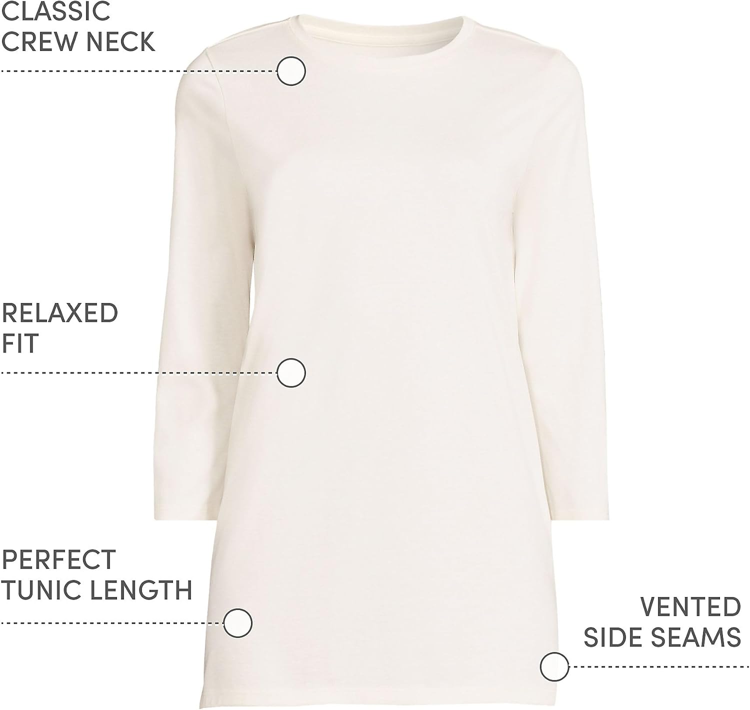 Lands' End Women's 3/4 Sleeve Supima Cotton Crewneck Tunic - Image 4