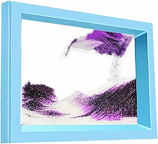 FUNJIA Moving Sand Art Picture, 3D Deep Sea Sandscape in Motion Display, Flowing Sand Art Decor for Sensory Calming Fidget, Desktop Home Office Work Decor (Purple)