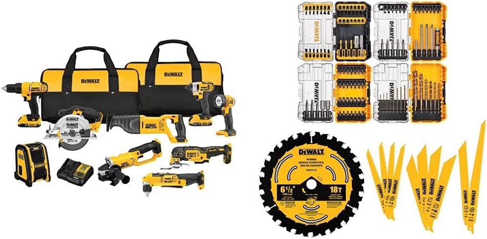 DEWALT 9-Tool 20V MAX Cordless Drill Combo Kit with 111PC MASTER SET (DCK940D2 & DWA123AMQ4)