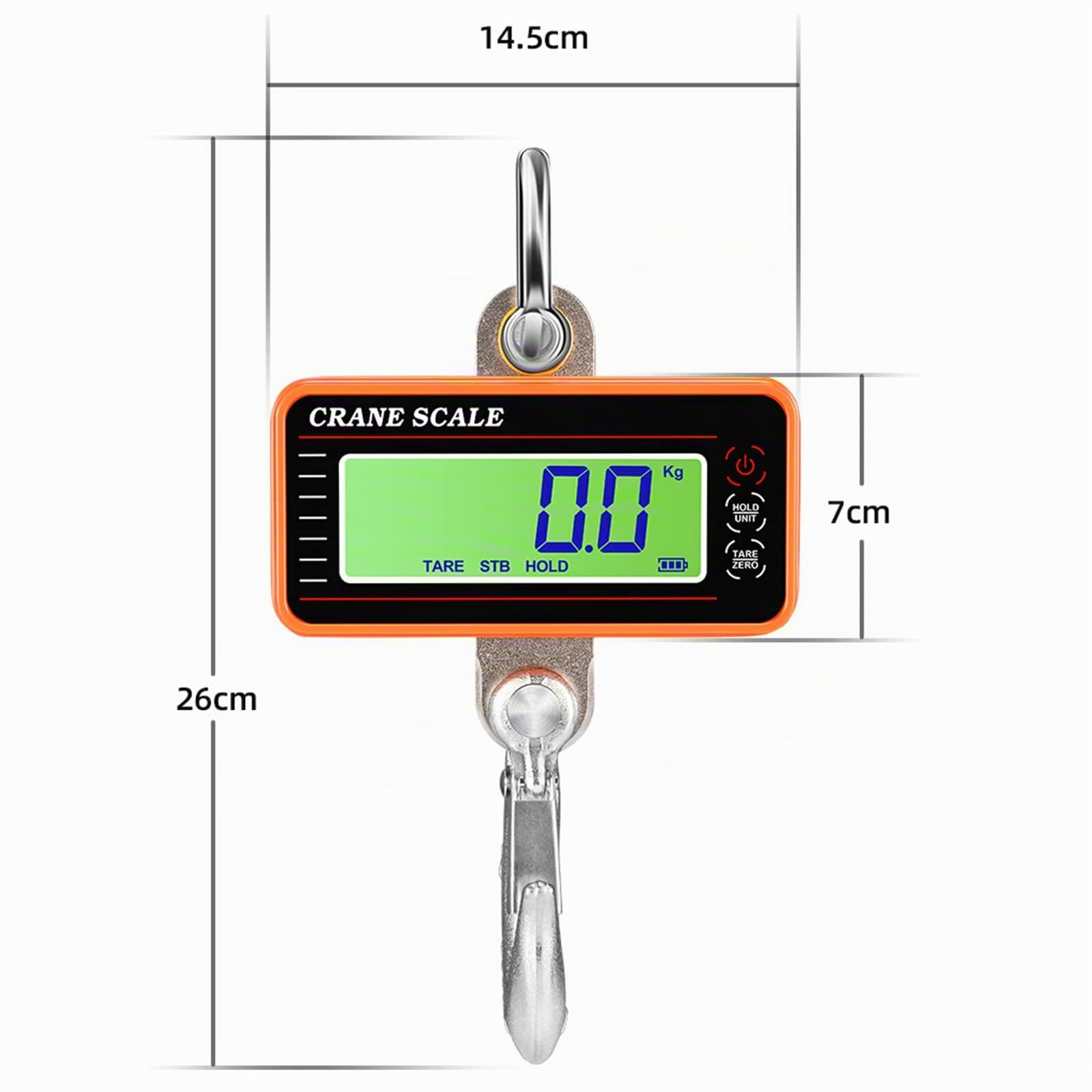 Báscula de grúa Electrónica 1500KG, Báscula Colgante Portátil con Pantalla LCD y Control Remoto, Balanza Digital de Alta Precisión, Industrial Escala con Gancho Resistente para Granja Caza (Naranja)