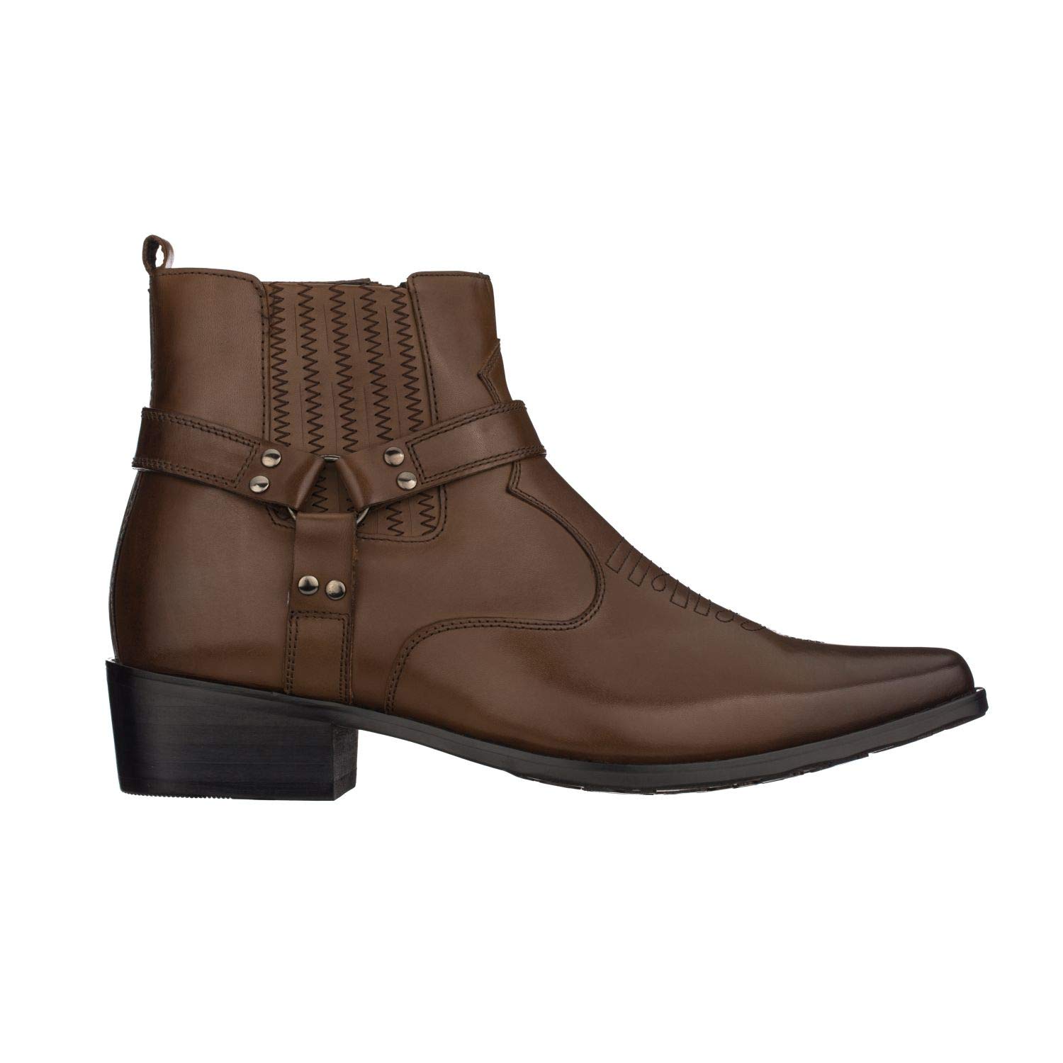 Calto Men’s Elevator Boots Size 10 M Brown Leather Going Out Party Amazon.com | CALTO Men main image 3