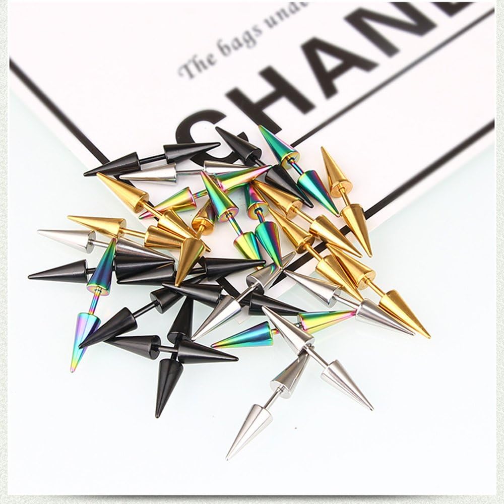 Punk Rock Earrings Double Side Spike Rivet Stud Earrings Stainless Steel Ear Studs Accessories