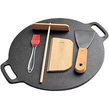 Crepe Pan, Induction Compatible, Crepe Maker, Griddle, Cast Iron, Non-Stick, Frying Pan Set, Baking, Home Parties, Outdoors, Camping, Barbecue Plate, Multi-functional, Excellent Heat Conductivity