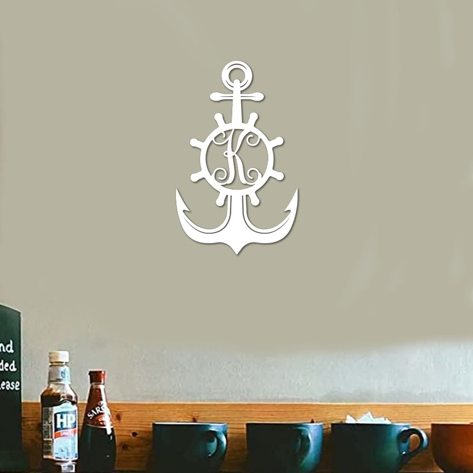 Art mural personnalisé en métal ancre marine K pour porte d'entrée