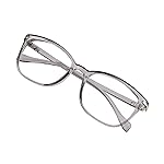 VisionGlobal Blue Light Blocking Glasses for Women/Men, Anti Eyestrain, Computer Reading, TV Glasses, Stylish Square Frame, Anti Glare(Clear Gray,+5.75 Magnification)