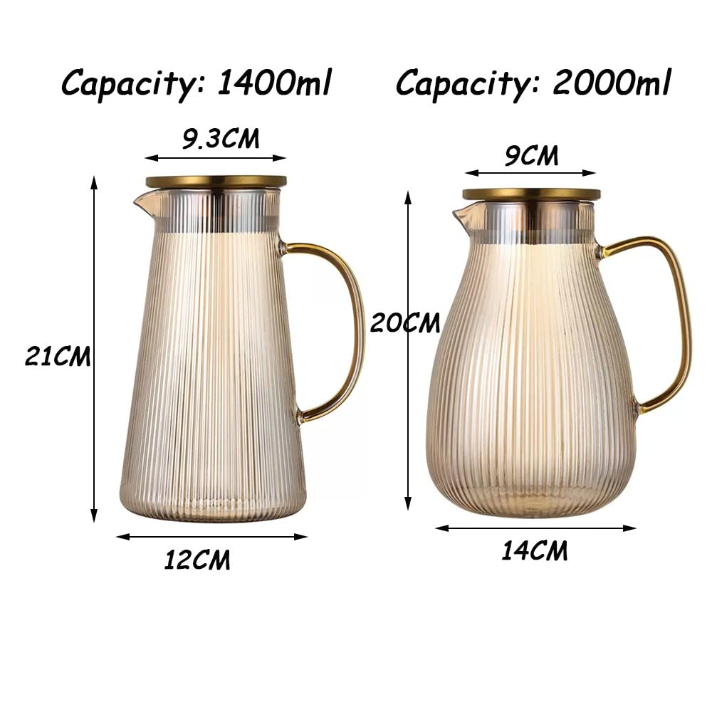 Nff Glaskrug, 2L Glaskaraffe Mit Deckel, Hitzebeständiger Glaswasserkrug Geeignet for Saft, Tee, Kaffee, Milch (Color : Smoke Grey, Size : 1.4L)