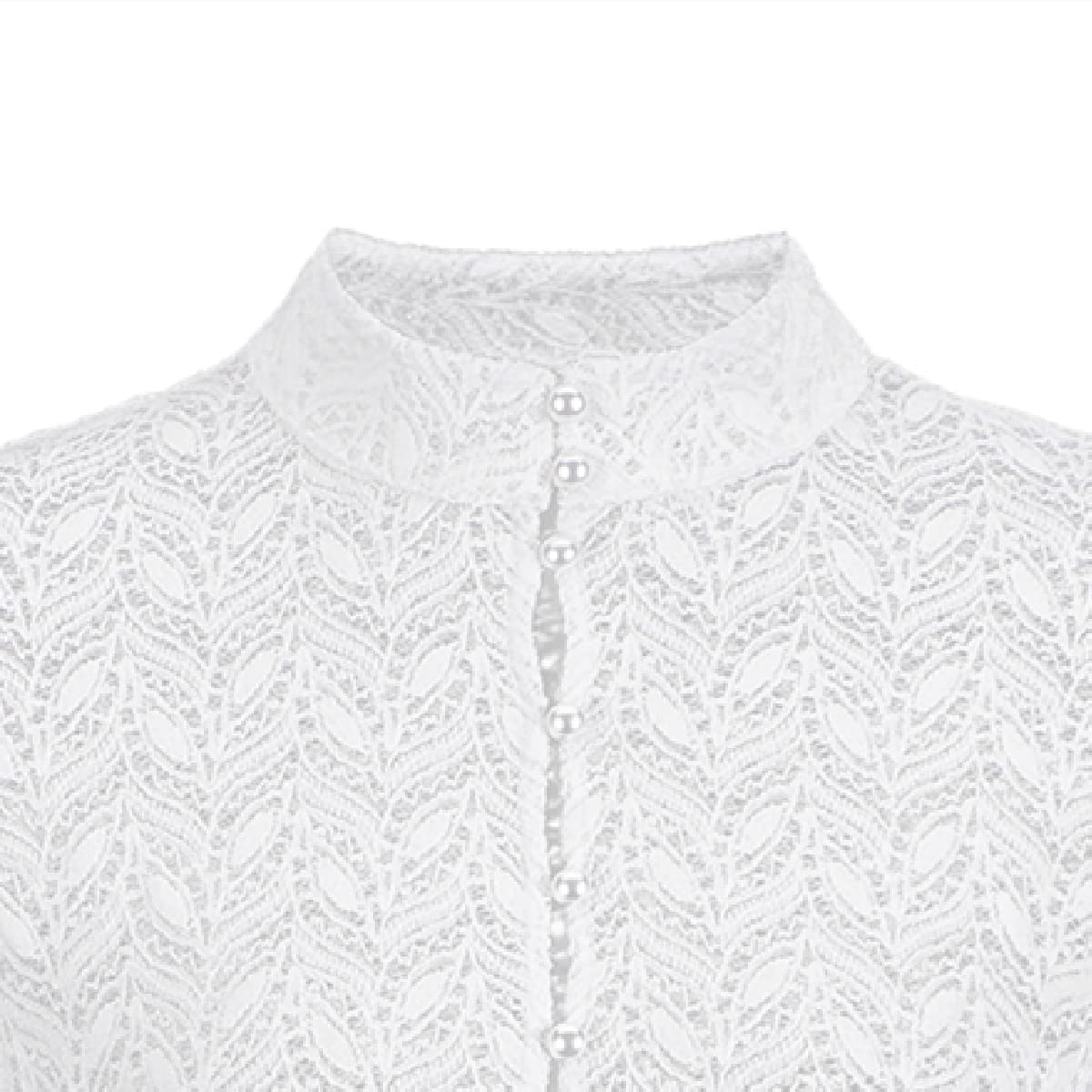 Exklusive Trachtenmode Dirndlbluse Damen Langarm Weiß 3/4Ärmel