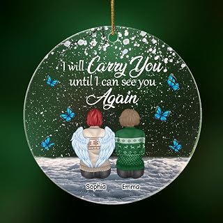 Sympathy Gifts, Personalized Photo Memorial Ornament, I Will Carried You Until I Can See You Again Mom in Heaven and Daughter, Gifts for Loss of Mom, Xmas Funeral Gifts for Christmas