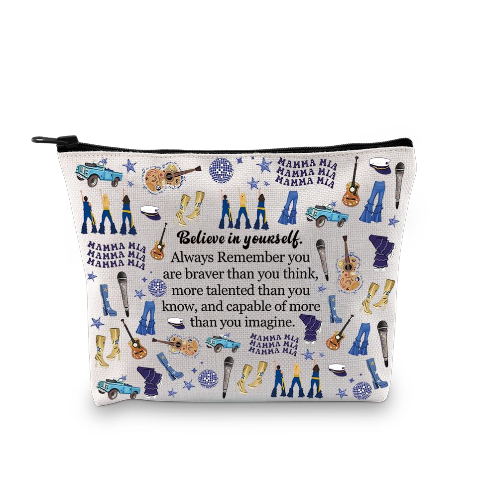 PXTIDY Mamma Gifts Donna And The Dynamos Makeup Bag Dance Queen Musical Gift for Mia Fans Musical Lover Zipper Pouch