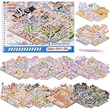 10PCS Big Size Stickers Scene Books DIY 3D House Scenes Sticker Book Make Your Own Scene House Stickers Therapy for Adults Relief Stress Pass Time (Style3)