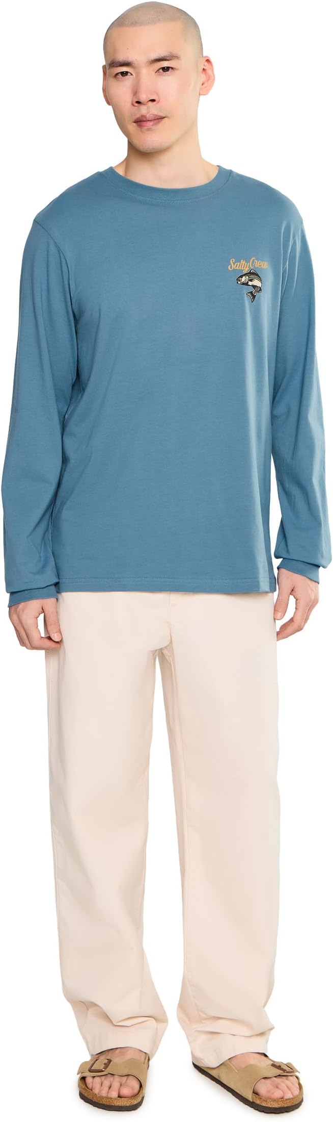 Мужская футболка Salty Crew Striped Long Sleeve, цвет: Серый — фото 4