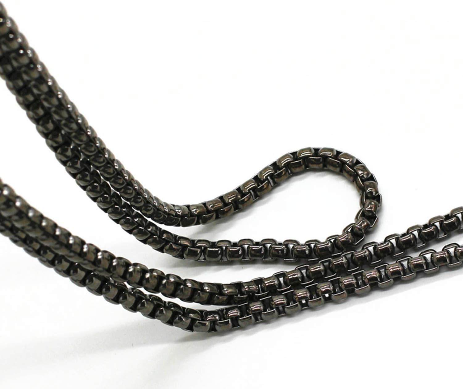 Model Worker Iron Box Chain Strap Handbag Chains Purse Chain Straps Shoulder Cross Body Replacement Straps with Metal Buckles (Gun-Black, 47")