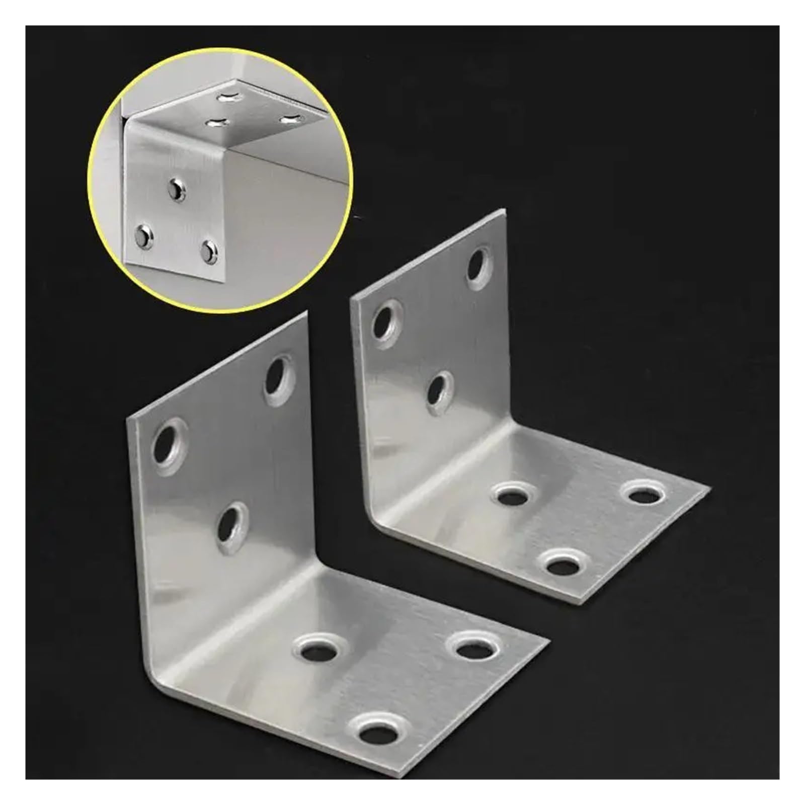 Staffe angolari a L in acciaio inossidabile for impieghi gravosi | Solidi supporti a 90° for giroletti, librerie e fissaggio mobili in legno(6pcs-36screws)