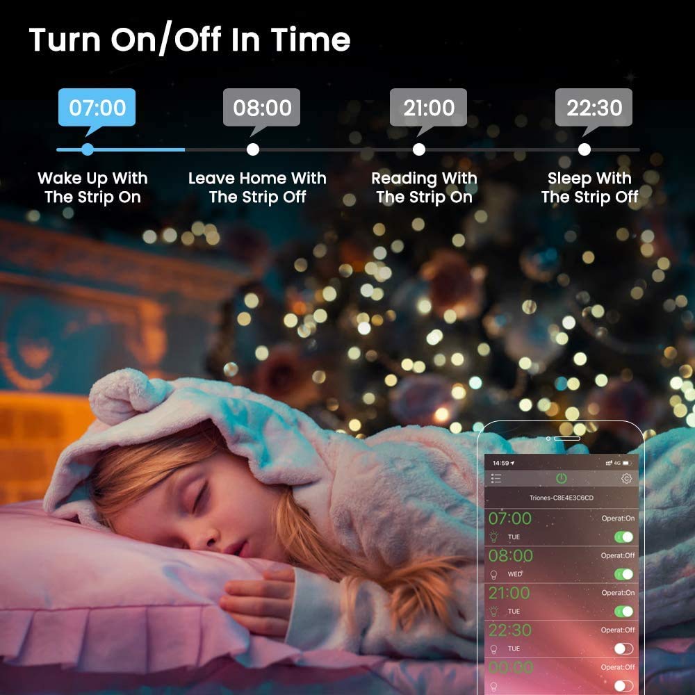 Ototon SMD5050 - Striscia LED 15 m WiFi Intelligent RGB con telecomando 44 tasti compatibile con Alexa Echo, Google Home, decorazione per interni casa (40 m)