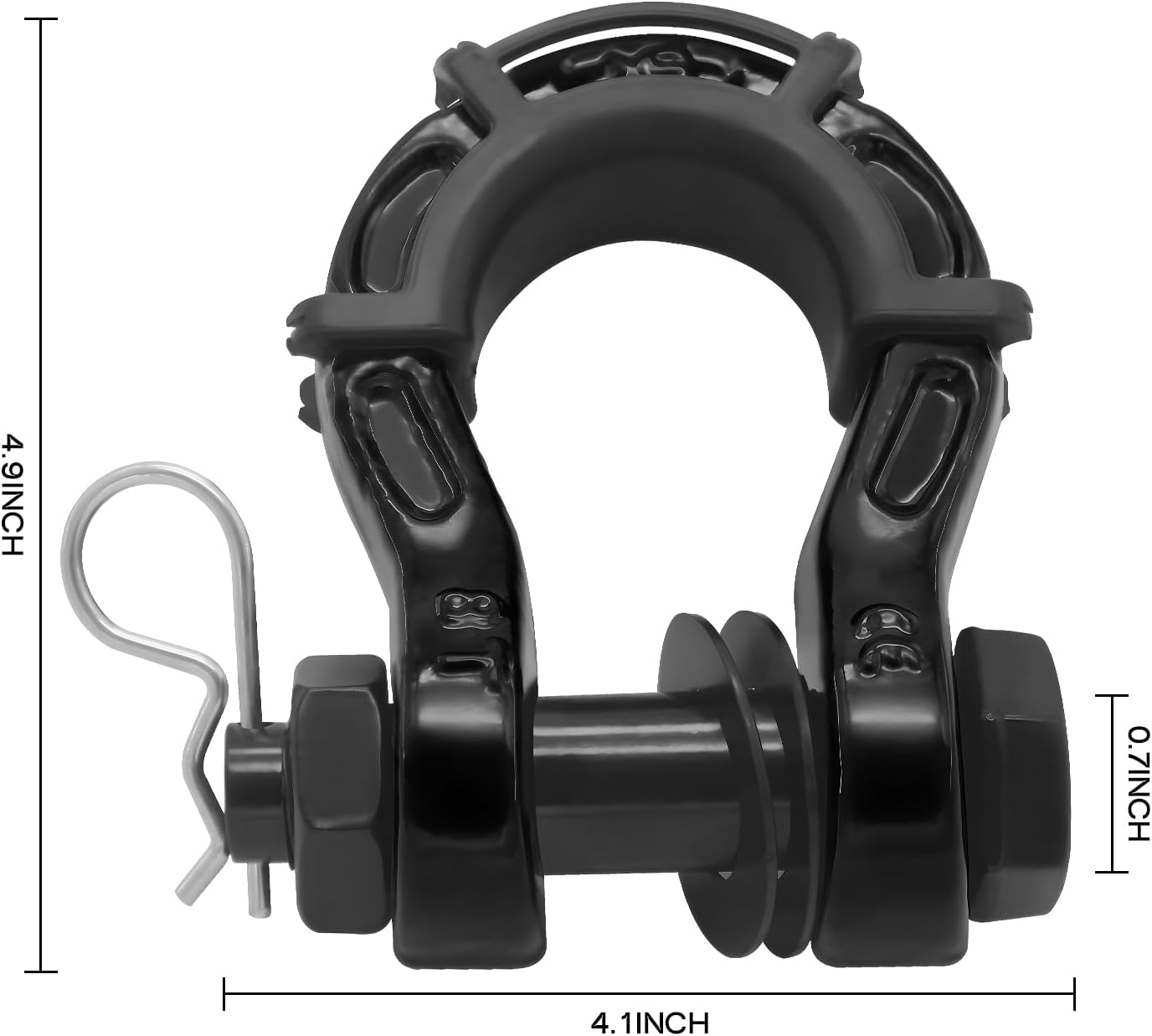 2 Pack D Ring Shackles 3/4" Mega Shackle 68,000Ibs Break Strength - Heavy Duty Clevis Shackles with 7/8" Screw Pin and Isolator Washer Kit for Tow Strap Winch Off Road Vehicle Recovery, Black