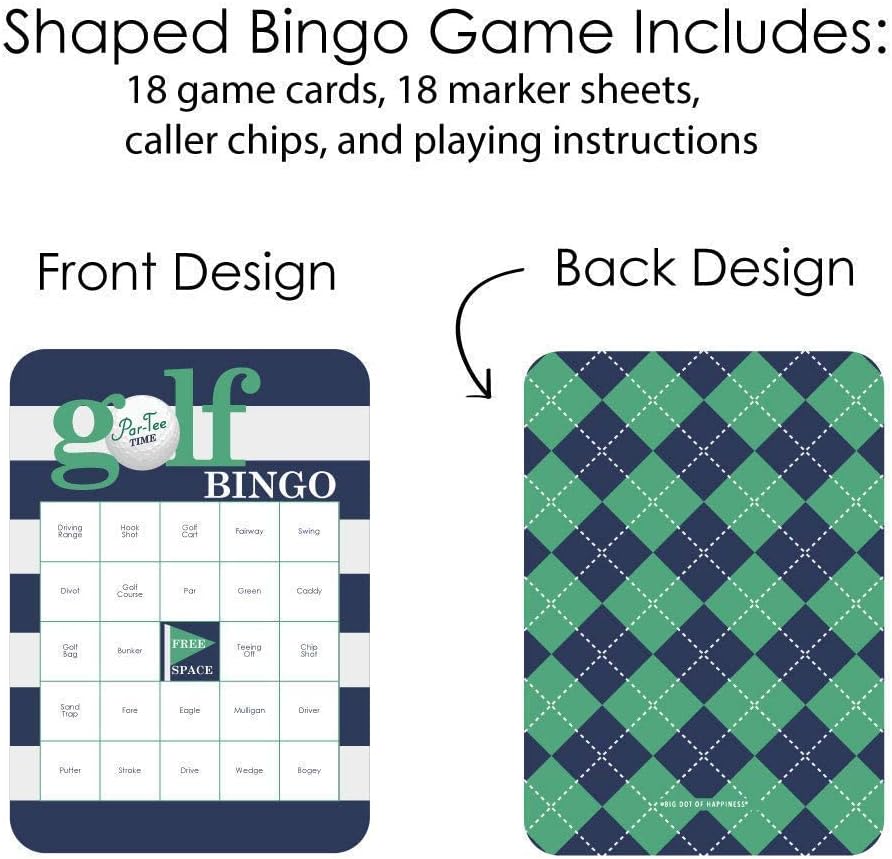 Big Dot of Happiness Par-Tee Time - Golf Party Game Set - Birthday or Retirement Party Game Supplies Kit - Bingo Cards and Scratch-Off Cards Party Virtual Bundle