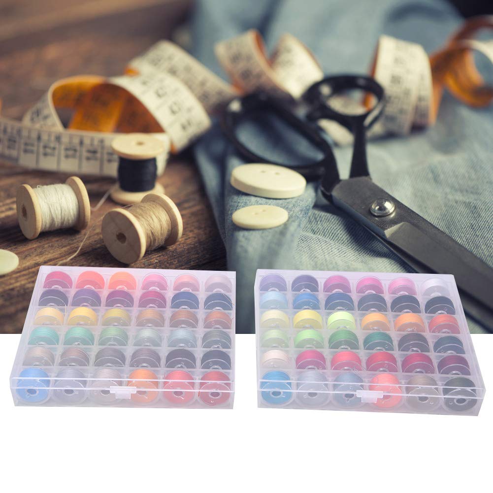 Fil De Canette 72 Couleurs, Fil à Coudre De Haute Qualité Avec 2 Accessoires De Machine à Coudre En Boîte En Plastique Transparent Pour Bricolage(72 Couleur