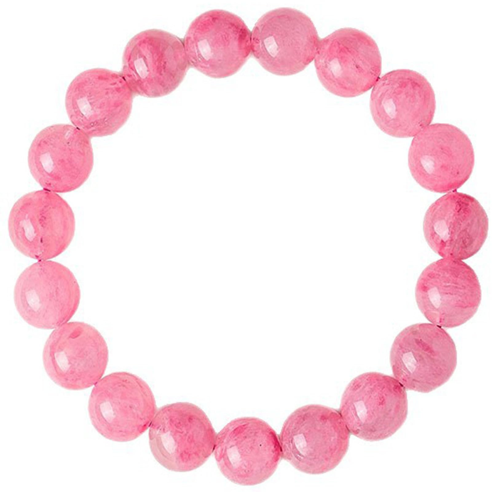 Pulsera de Cuarzo Rosa para Mujer, Cuentas de Piedra de Amor Natural de 6 a 10 mm para compasión y Paz Interior, joyería de Cristal elástico Ajustable con energía Positiva,9MM
