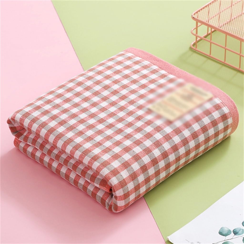 Men's Women's Bath Towel Checked Soft Cotton Adult Bath Towel, Men's and Women's 70 * 140(Black)