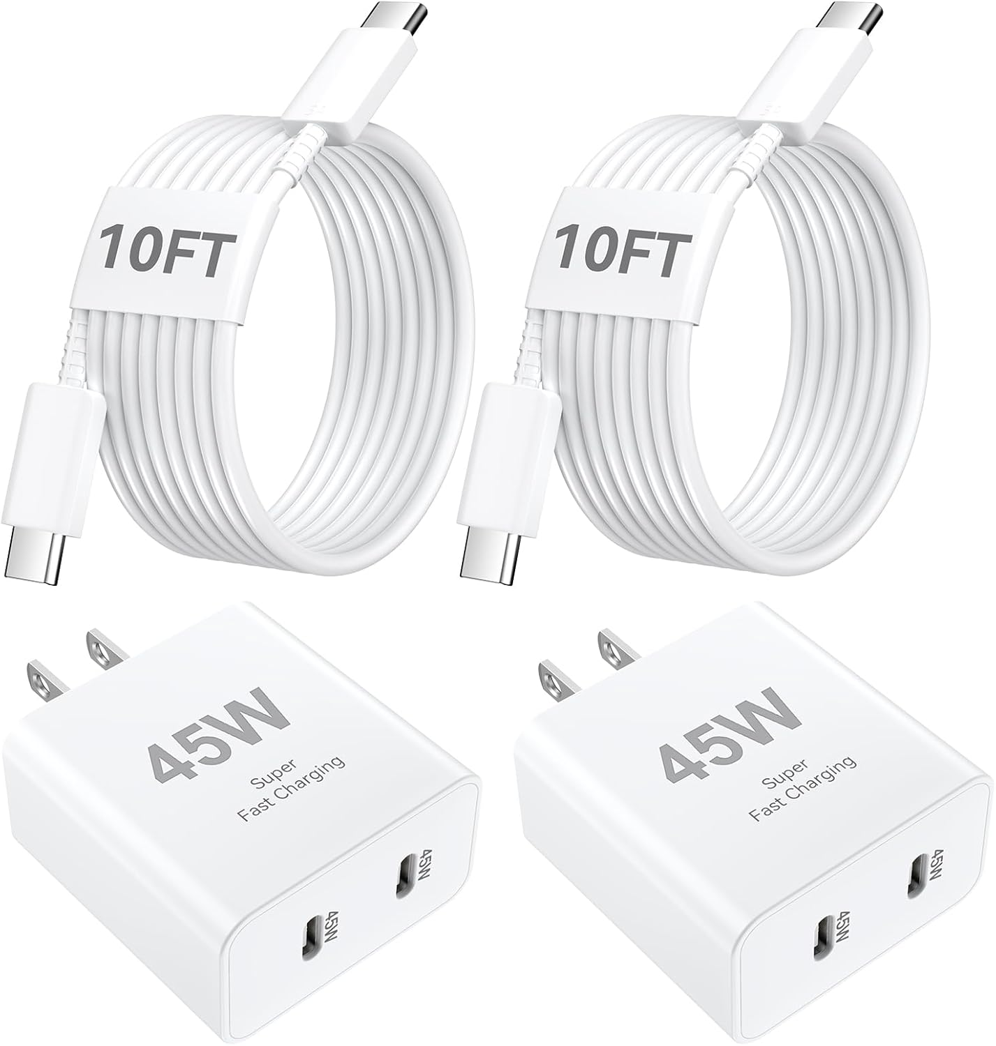 iPhone 17 16 15 Charger Fast Charging PD 45W 2-Port, 10 FT USB C Cable iPhone 17/16/15 Pro max Charging Long Cord with Apple Charger Block for iPhone 17 Pro Max/17 Pro/17 Air/iPhone 16 15 Series, iPad