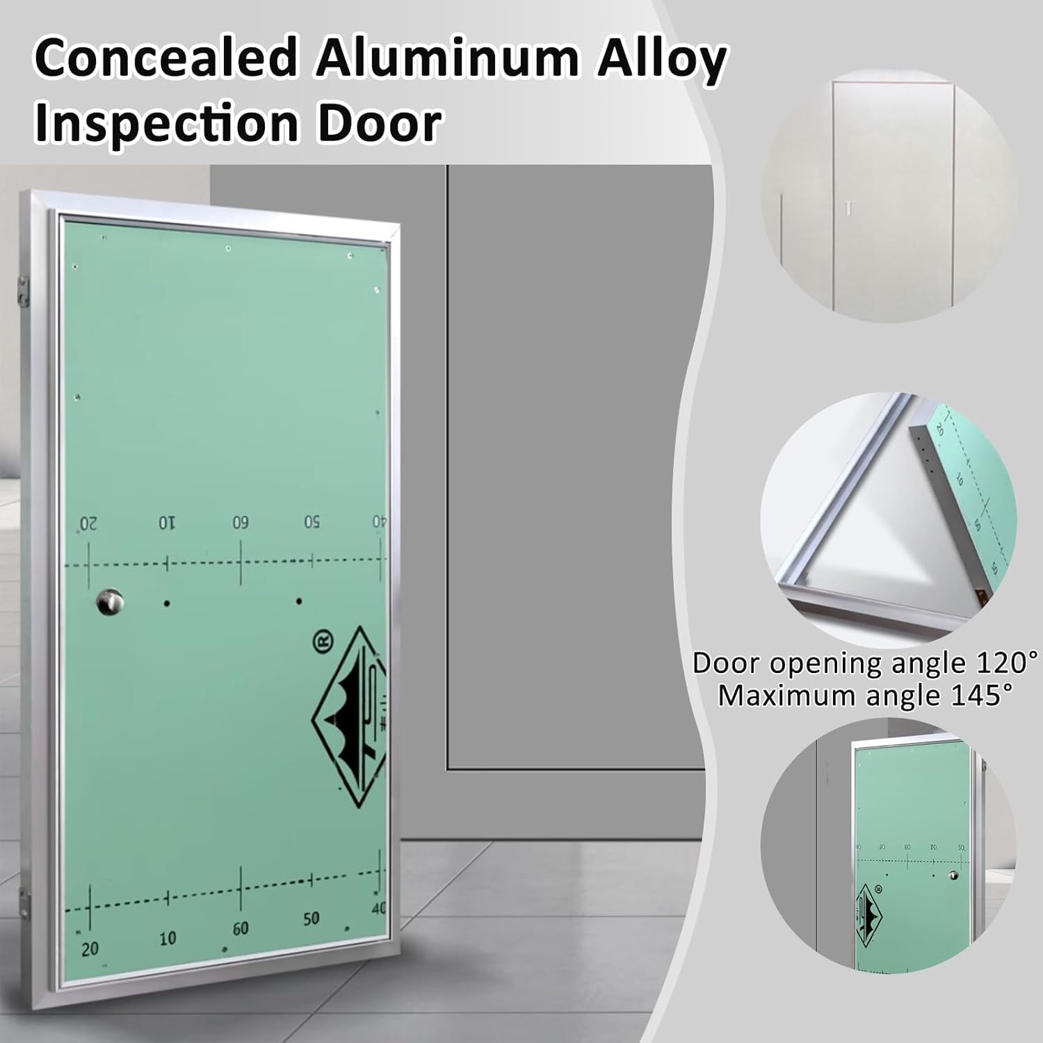 Recessed Inspection Door Self Adhesive Access Panel for Drywall Aluminum Plumbing Access Panel Electrical/Wiring/HVAC Inspection Hatch(20x36in/50x90cm)