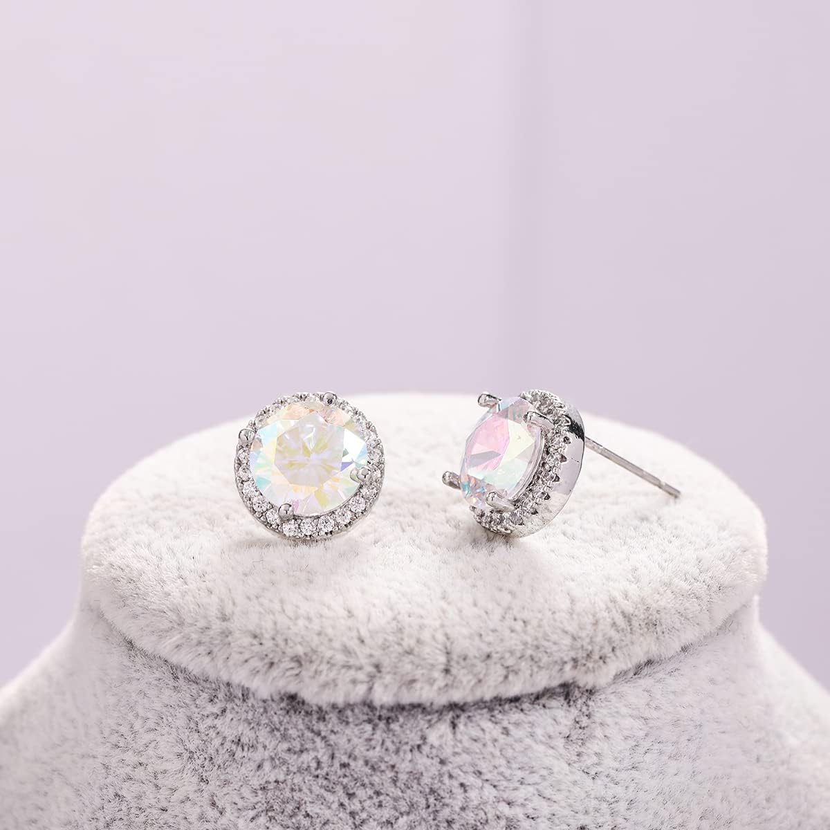 YOQUCOL Bright 8MM,10MM Cubic Zirconia Crystal Stud Earrings Round Pierced Earrings For Women - Image 6