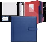 POPRUN PU Leather 3 Ring Binder, Professional Business Organizer- Includes PP Dividers, 100GSM / Grade AA Filler Papers, Card &Sticker for Tab- Ideal for Office Presentation Meetings | 2" Ring, Letter Size, PU Leather, Dividers, Document Organizer, B