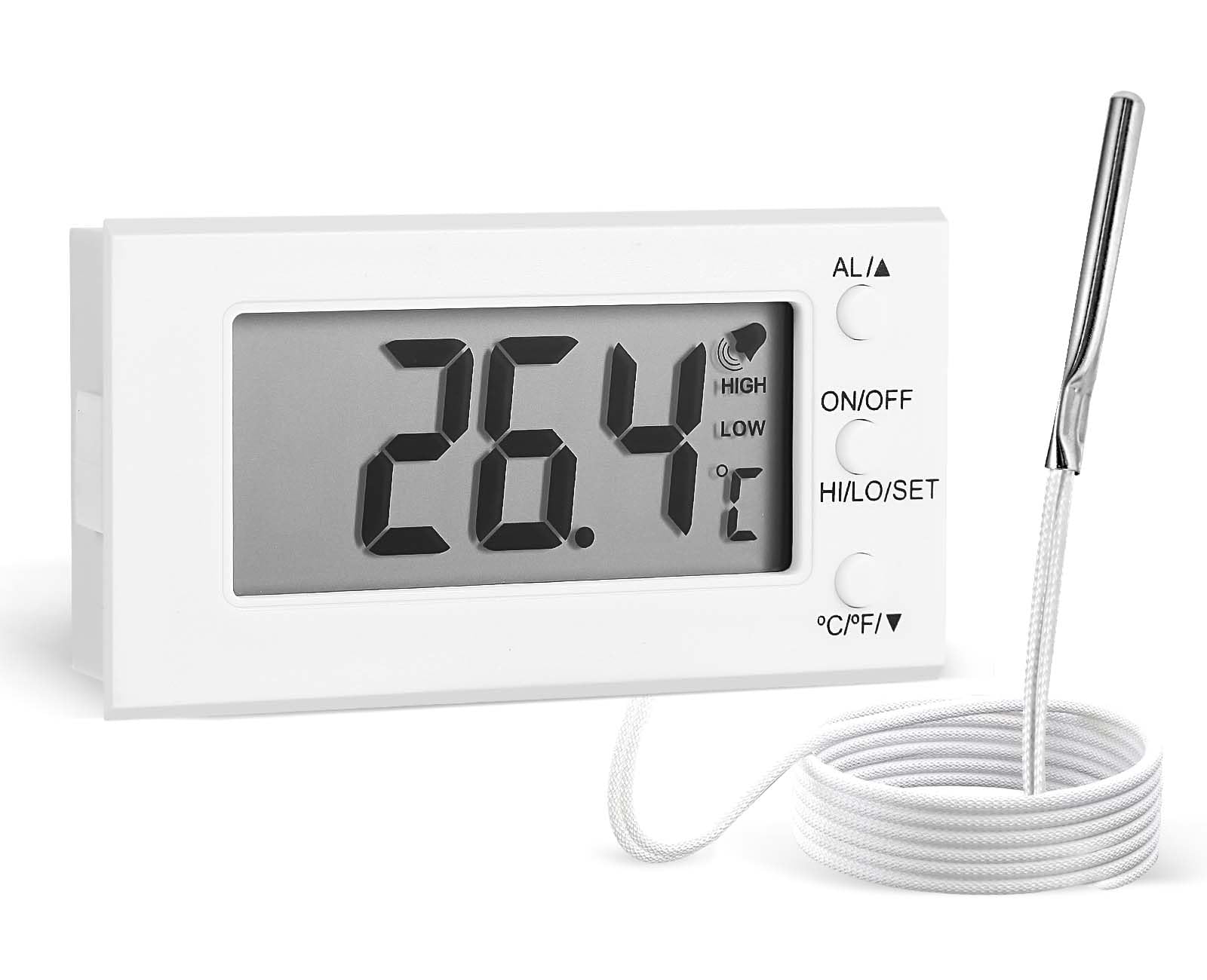 Digital Oven Thermometer -58°F to 572°F/-50°C-300°C, Thermometer with Probe, High Low Temperature Alarm, LCD, Celsius/Fahrenheit LXSZRPH (White)