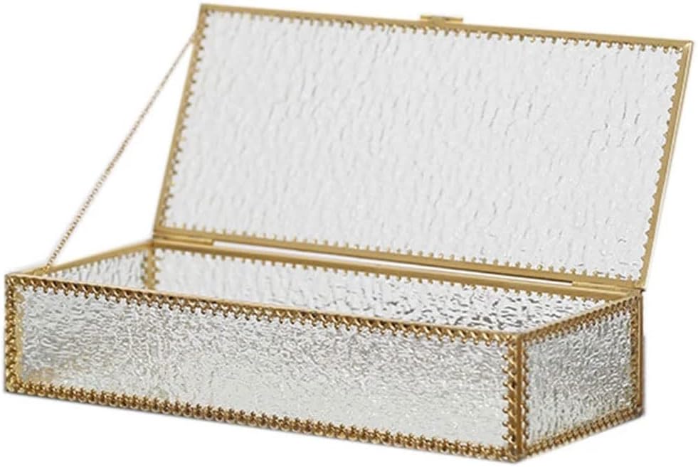 FMURY Golden Glass Jewelry Box Makeup Cosmetic Organizer Watch Lipstick Display Stand Jewelry Earrings Storage Accessories Box