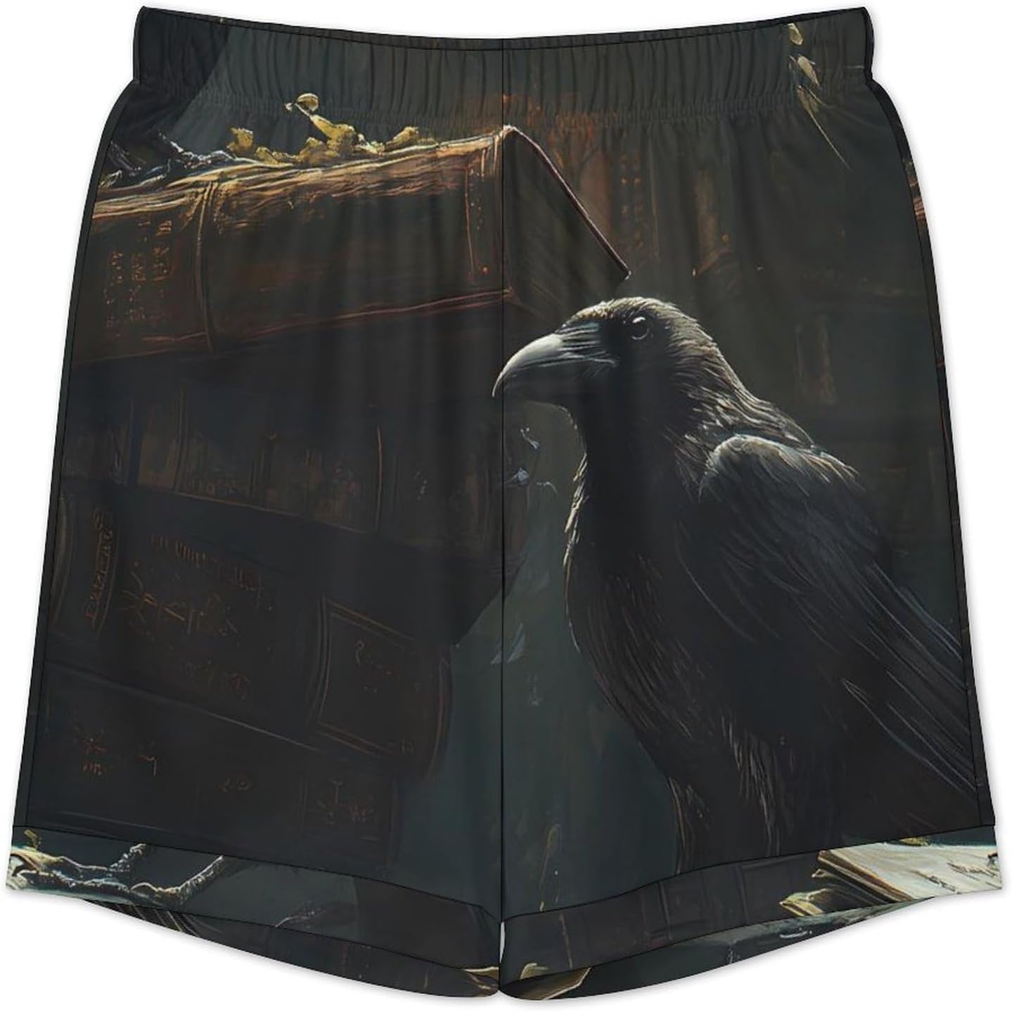 Raven Bird Magic Book Men's Short Sleeve Pajama Set Satin Silk Like Lounge Sleepwear