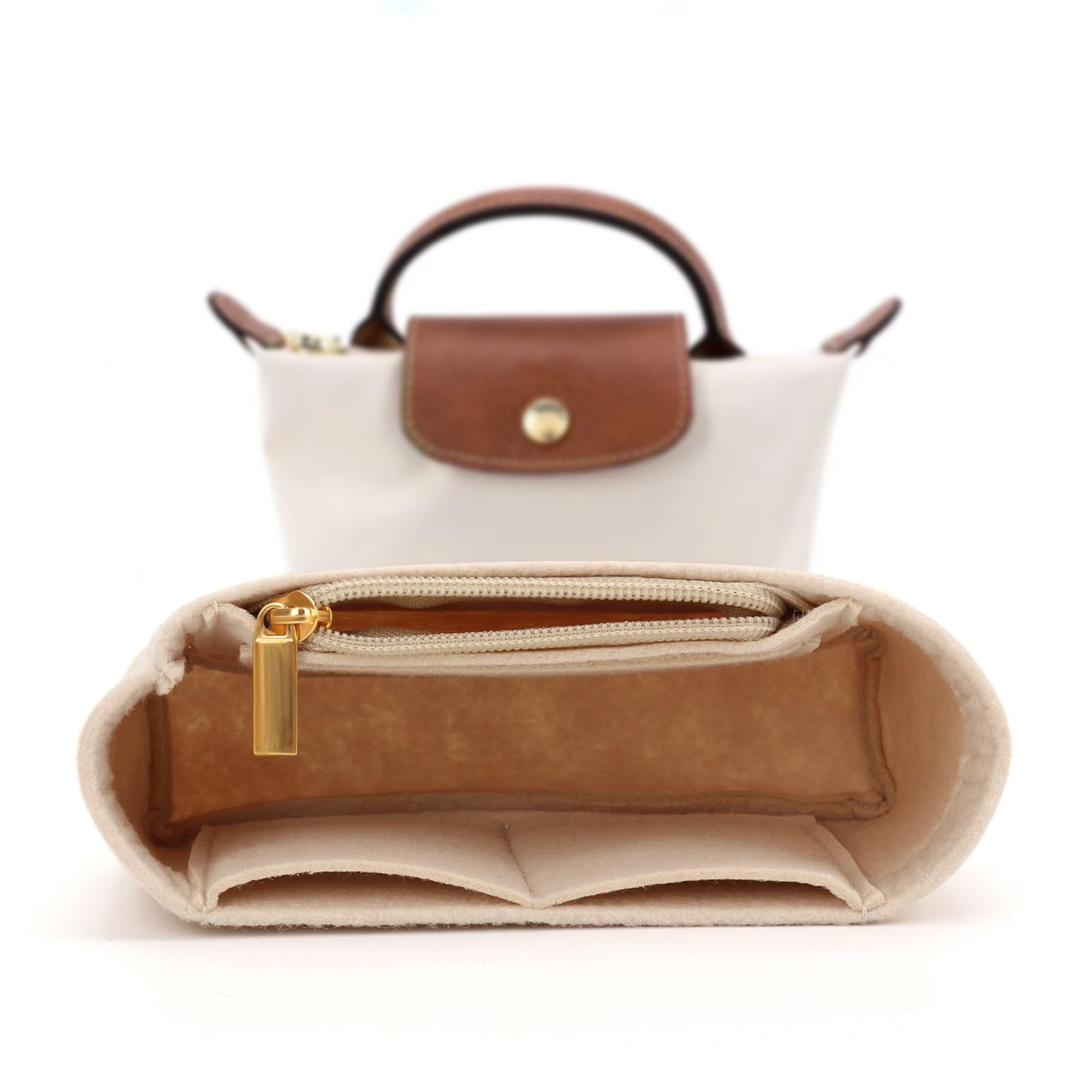 Organizer do torebki Longchamp Le Pliage Mini, z filcu, z wielofunkcyjnymi kieszeniami, duża pojemność