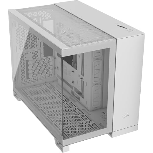 CORSAIR 2500X Small-Tower mATX Dual Chamber PC Case – Panoramic Tempered Glass – Reverse Connection Motherboard Compatible – No Fans Included – White