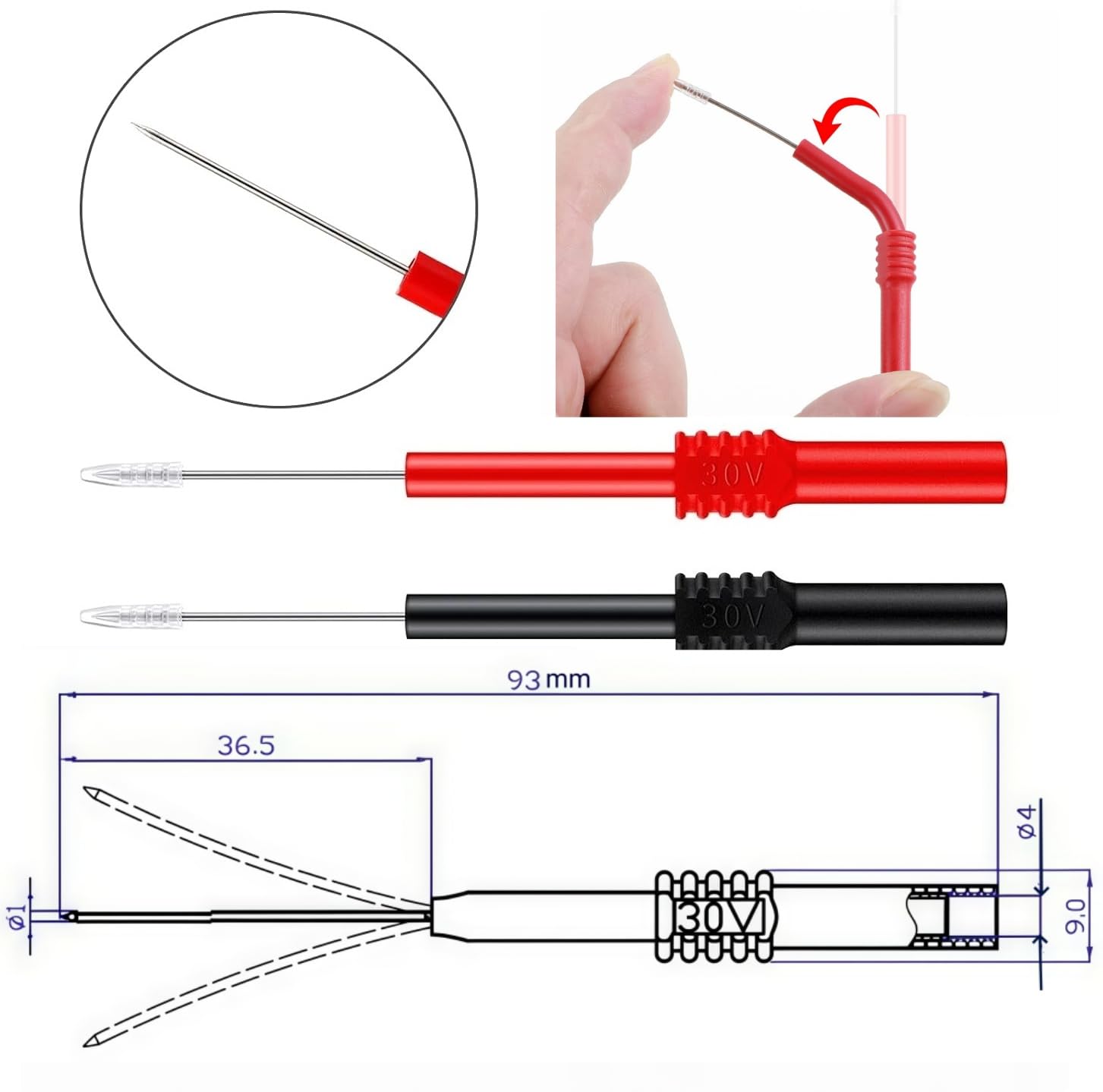 Juego de cables de prueba, 4 mm, enchufe tipo banana