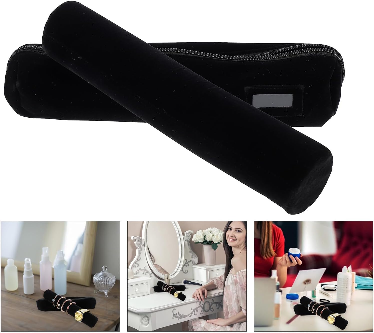 Travel Jewelry Organizer Roll for Bracelets and Watches Soft Storage Bag with Smooth Zipper Portable Protective Roll for Travel and Exhibition Scratch-resistant Jewelry Storage