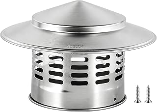 SWAWIS Ø 110mm Schornsteinabdeckung Runde aus Edelstahl 304 Regenhaube Schornstein Kaminhaube Kaminabdeckung Schornsteinaufsatz für Kaminrohr Ofenrohr Kamin Schornstein, Wetterschutz Entlüftung