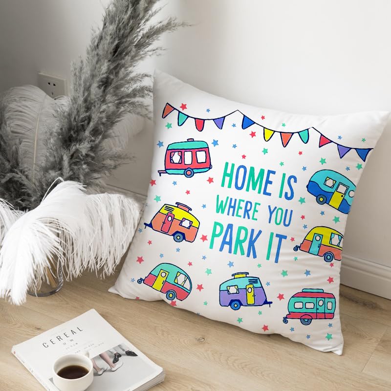HUASHUZI Cushion Cover Campervan Aaccessories uk Gifts Motorhome Gadgets Caravan Camping Pillow Cover Decor Home Throw Pillow Case Decorate for Holiday Couch Bed Sofa 18"x18" - Image 3