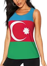 Flag of Azerbaijan Print Tank Top for Women,Yoga Tops,Running Tank Tops,for Fitness and Outdoor Activities