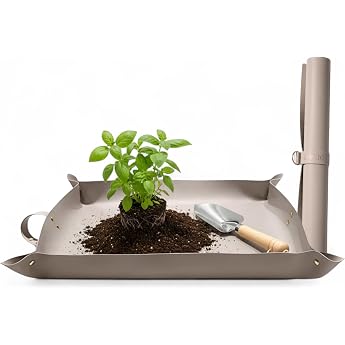 Livlig53 LIVLIG Repotting Mat 70 x 45 cm Water-Repellent Plant Mat Made of Faux Leather Work Mat for Planting Work Plant Mat as Plant Accessories Beige