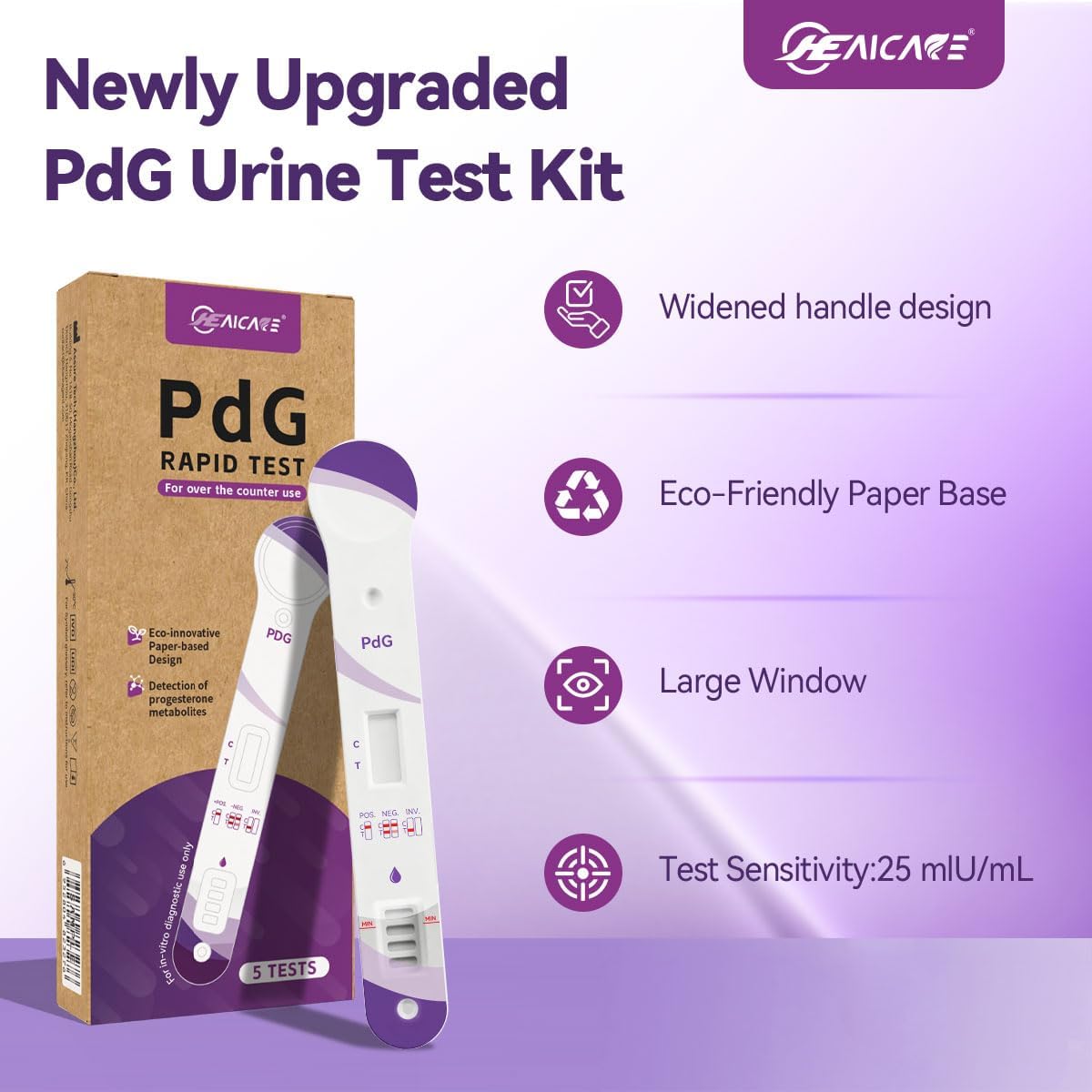 PdG Test Strips (5 Count), Paper‑Based Progesterone Urine Tests for Confirming Ovulation, Improved‑Accuracy Hormone Tracking, Ovulation Test Strips,At‑Home Fertility Test