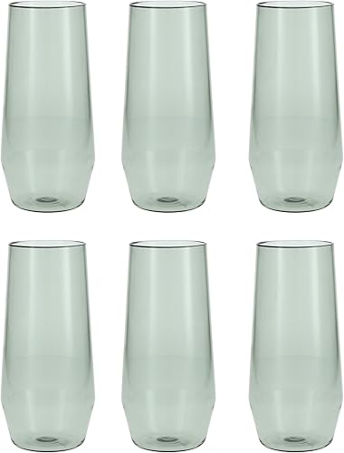Fortessa Sole Outdoor - Juego de 6 vasos de plástico de copoliéster de alta calidad, resistentes a los golpes, sin BPA, color verde salvia, vaso de