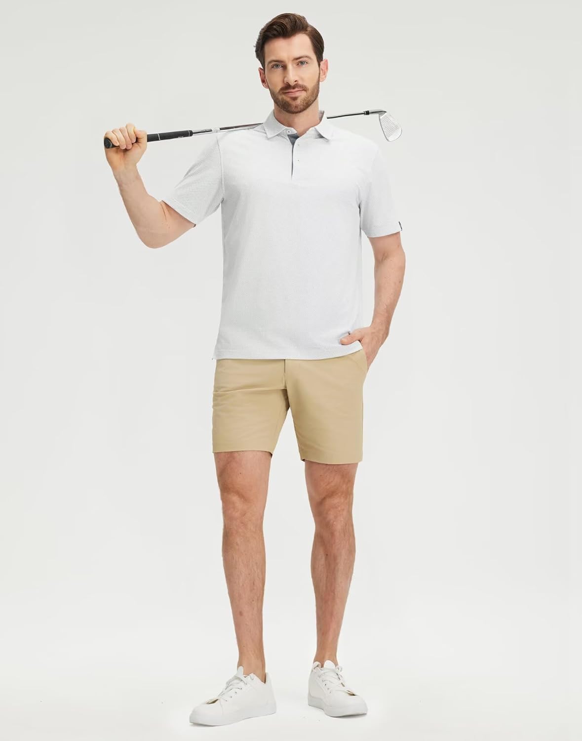 M MAELREG Mens Polo Shirts Short Sleeve Performance Stretch Casual Dry Fit Collared Jacquard Golf Polo Shirts for Men