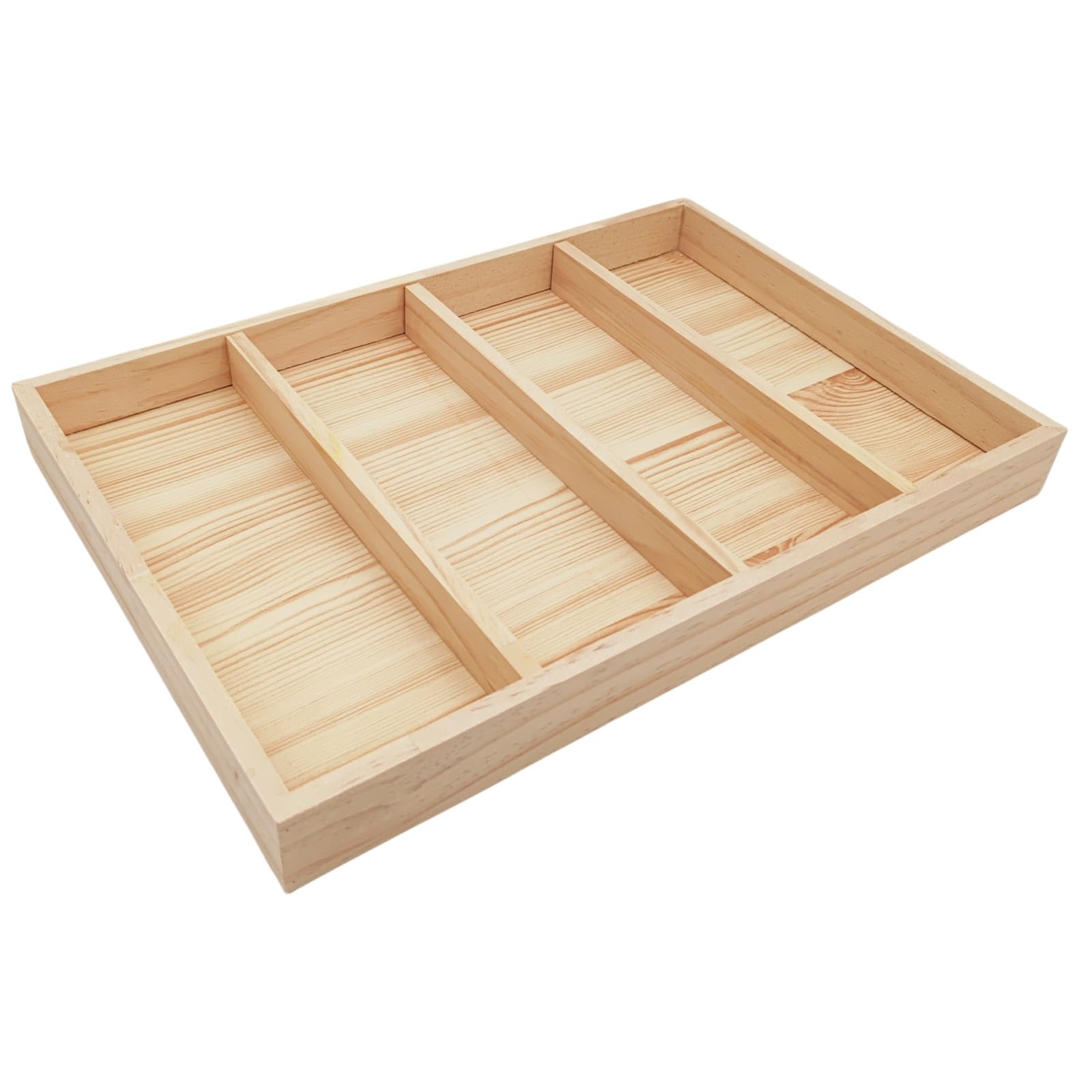 Anktily Unfinished Wooden Storage Divider Box, Showcase Display Box with 4 Compartments, Socks Organizer, Underwear Storage Case, Wood Display Tray for Jewellery, Collectibles โ image 1